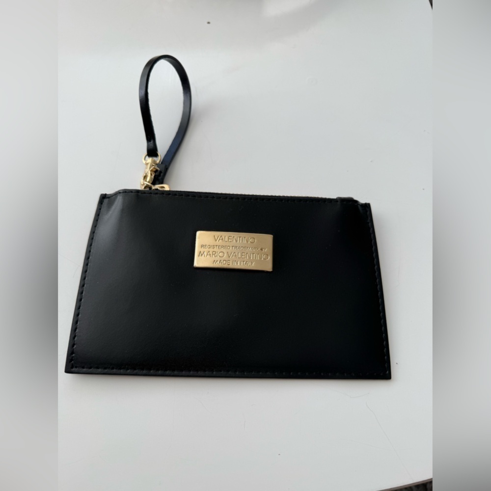 Valentino By Mario Valentino Black Wristlet with Gold Accents